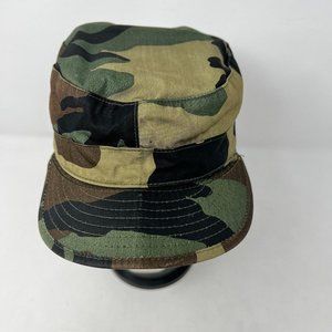 US Army Military BDU Cap / Hat Woodland CAMO Winter Fold Down Flaps - Size 6-7/8